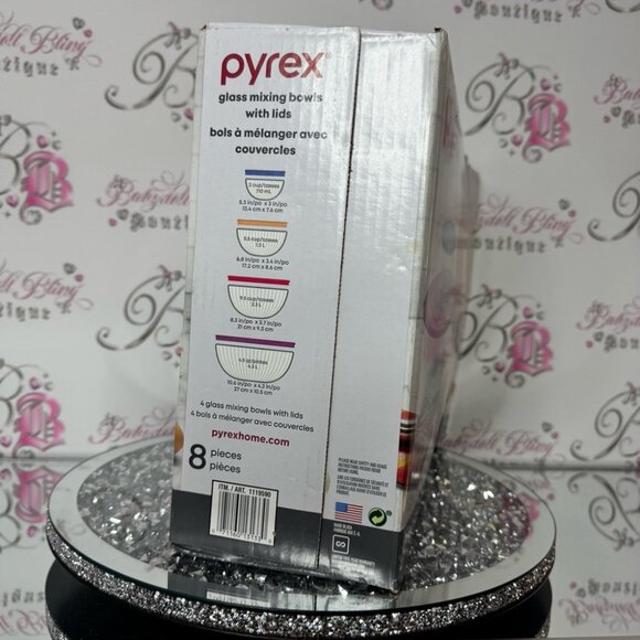 Pyrex Glass Mixing Bowls with Lids brand new in box 8 pieces - Picture 4 of 4